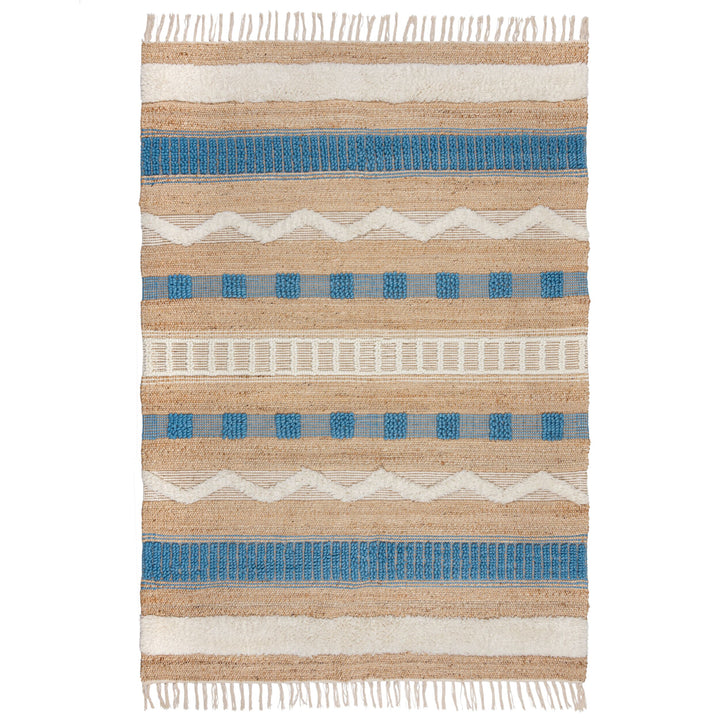 Tapis en jute Medina bleu