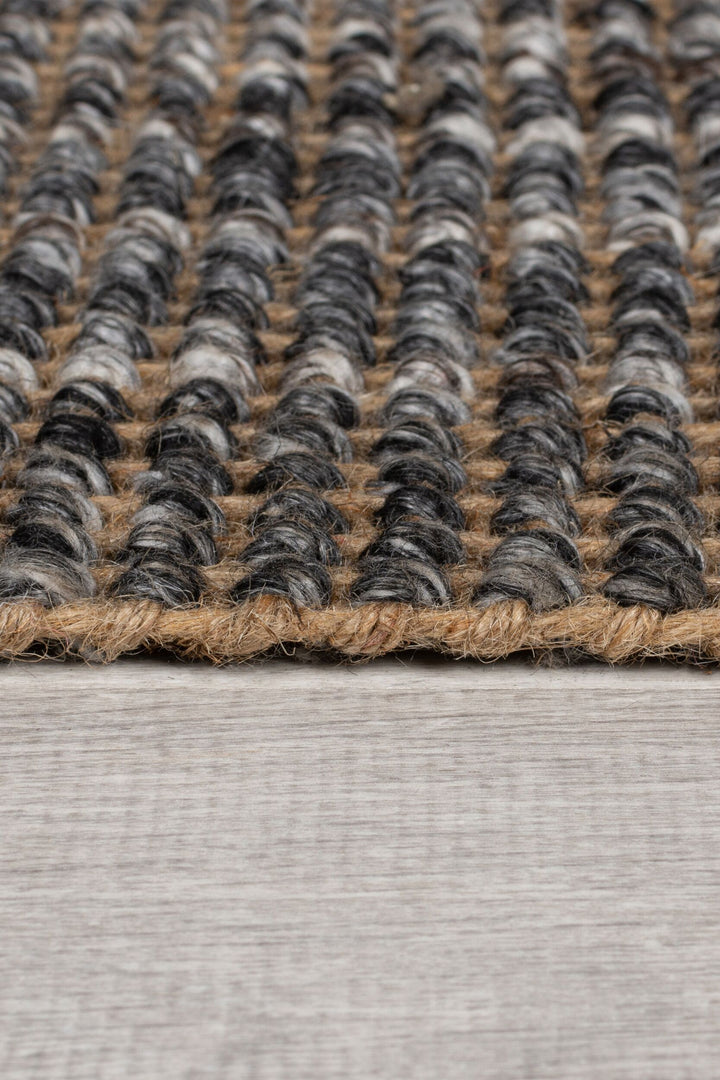 detail de la matiere du tapis ombre jute gris#couleur_gris