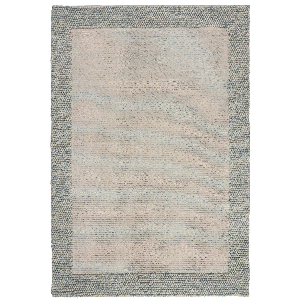 tapis salon laine et polyester bobble wool border bleu #couleur_bleu
