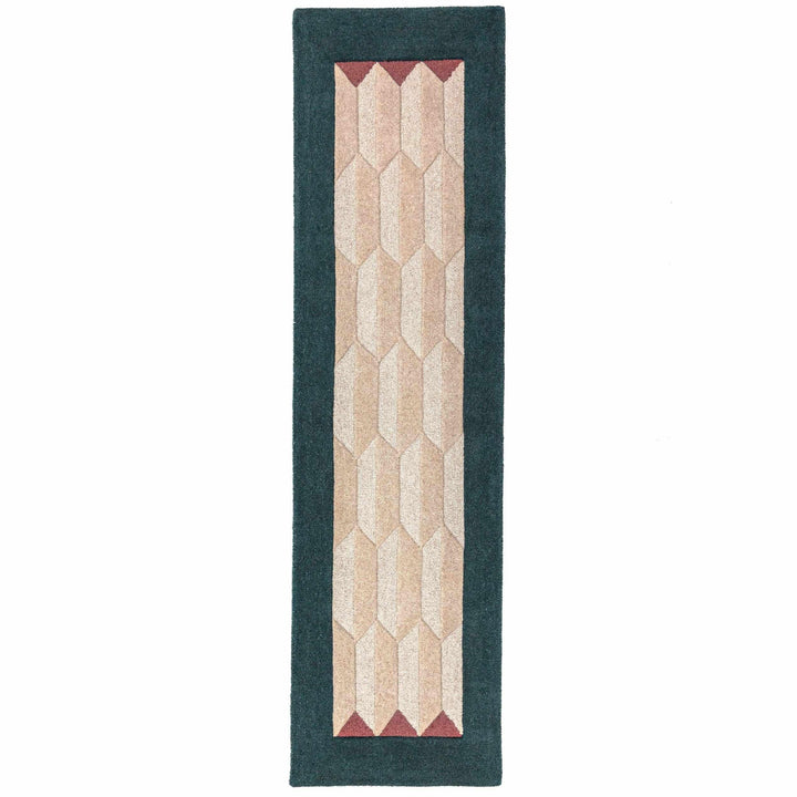 tapis couloir laine apex border bleu canard 