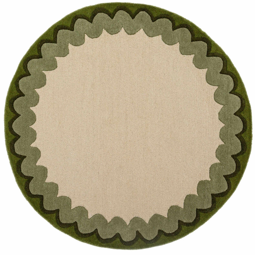 tapis rond moderne laine wiggle wool vert olive #couleur_vert-olive