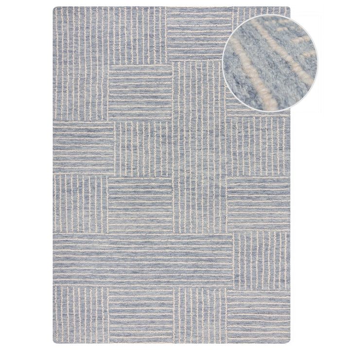 tapis salon laine abstract check bleu #couleur_bleu