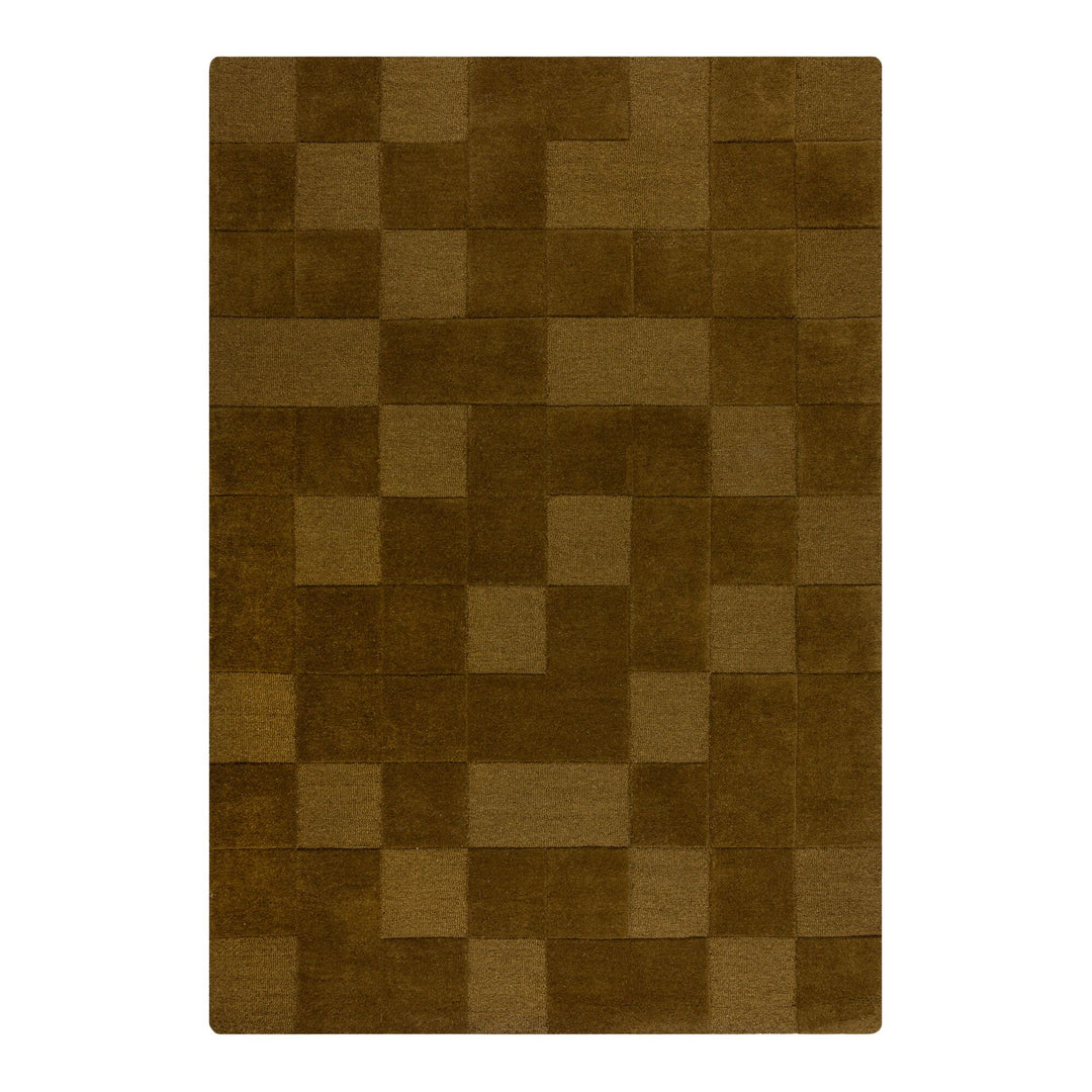 magnifique tapis en laine a damier vert olive;#couleur_vert