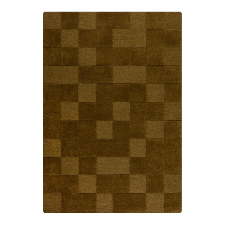 magnifique tapis en laine a damier vert olive;#couleur_vert
