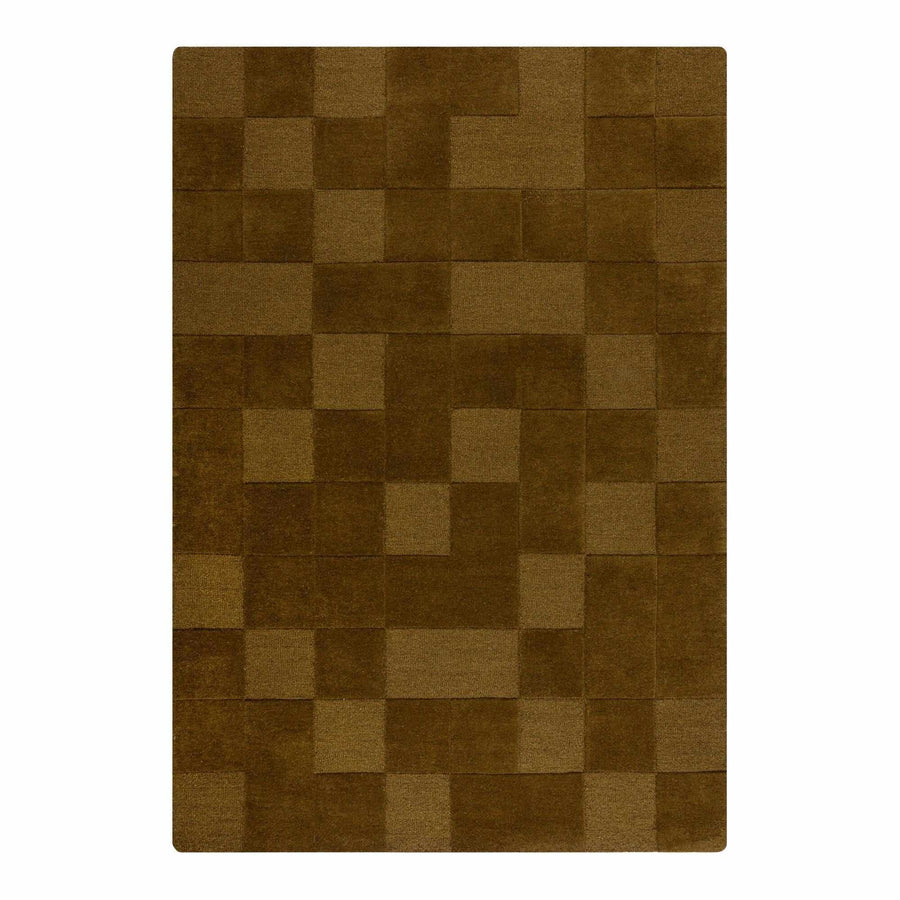 magnifique tapis en laine a damier vert olive;#couleur_vert