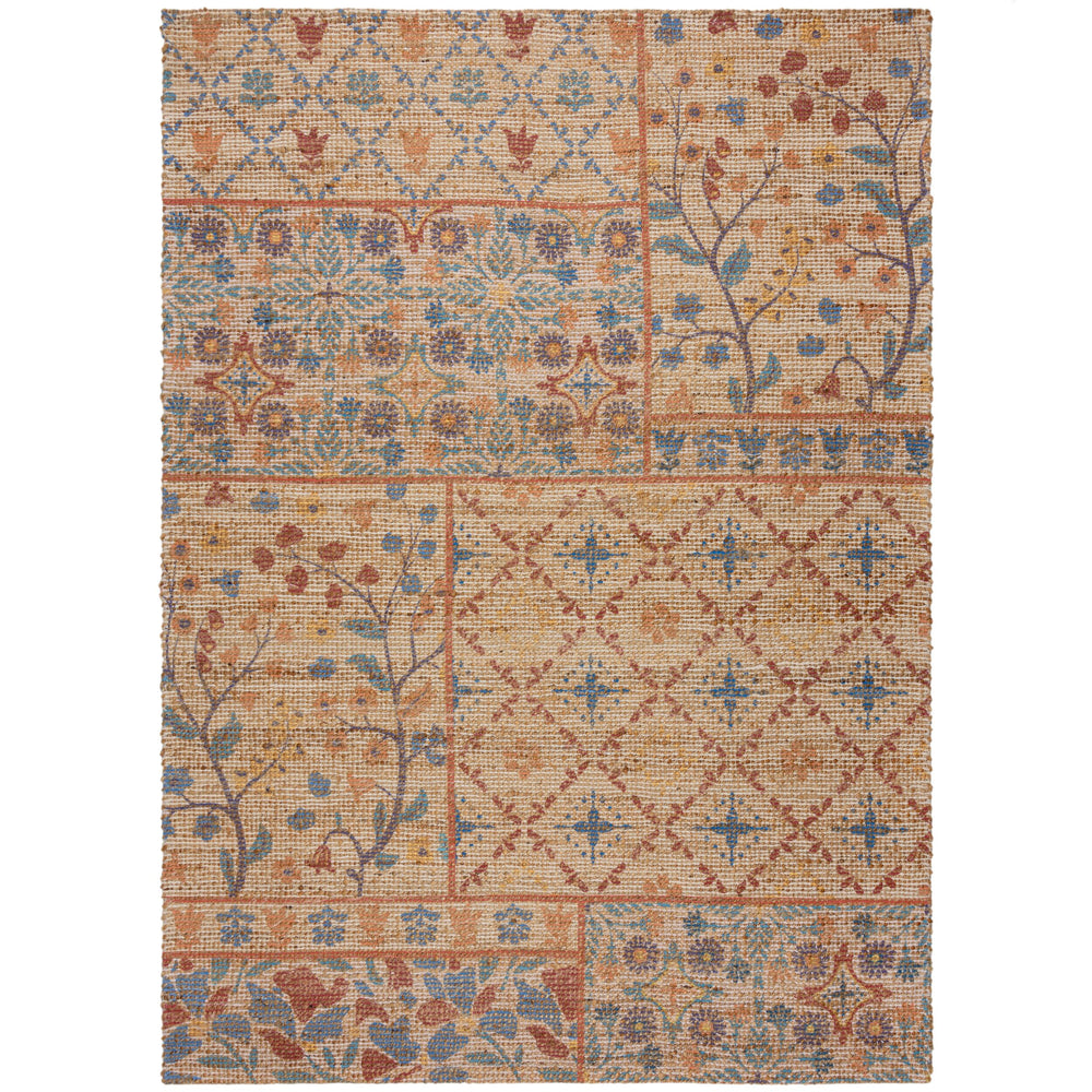 tapis salon jute taylor patchwork bleu #couleur_bleu