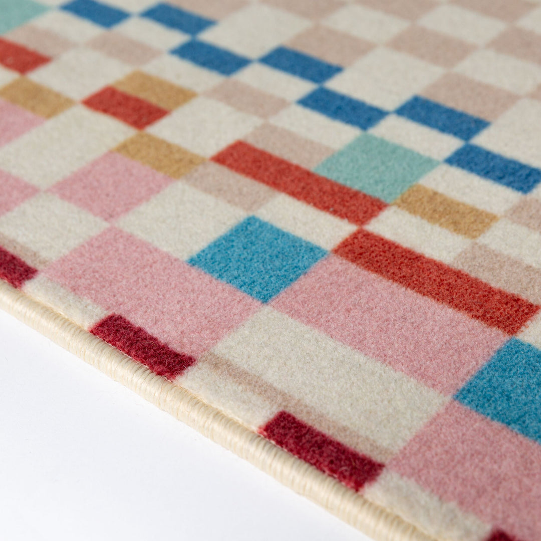 Tapis de couloir en laine CHECKERED BORDER