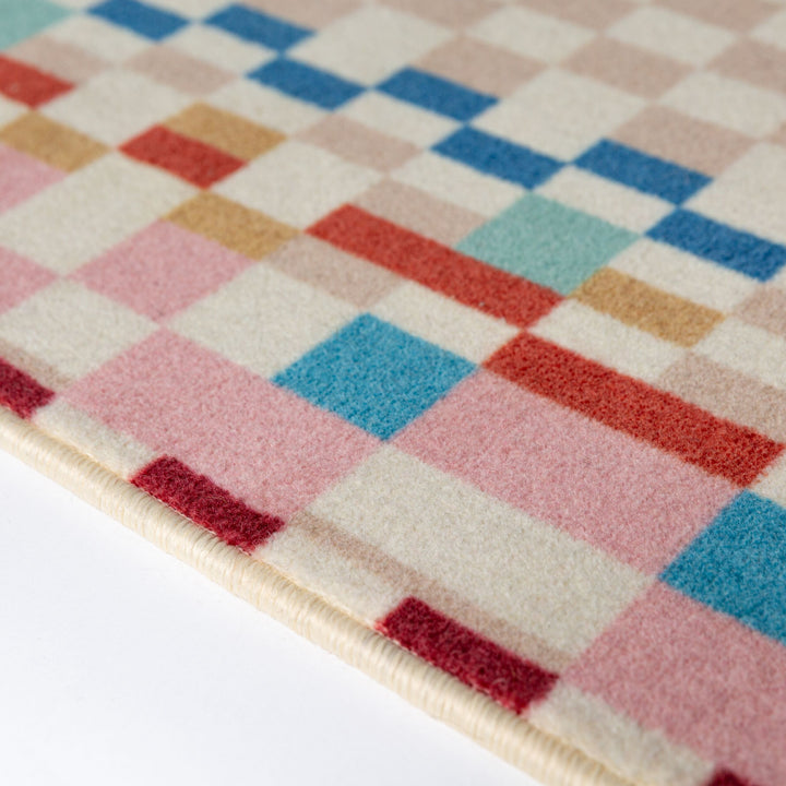 Tapis de couloir en laine CHECKERED BORDER