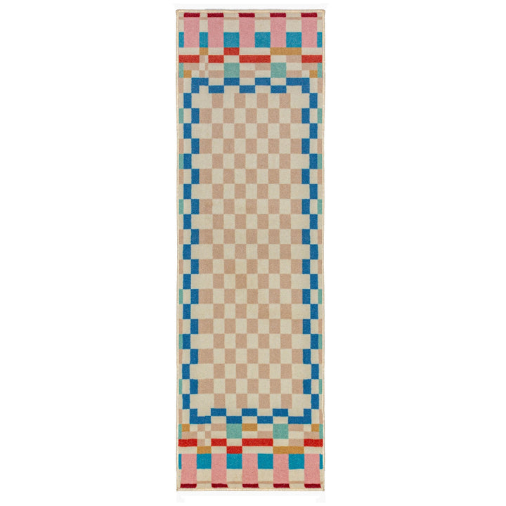 Tapis de couloir en laine CHECKERED BORDER
