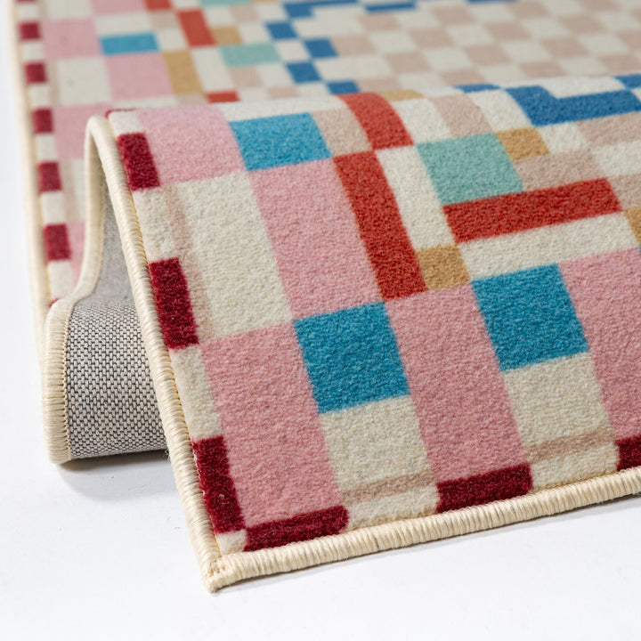 Tapis de couloir en laine CHECKERED BORDER