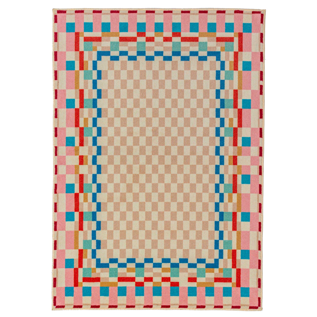 Tapis en laine CHECKERED BORDER