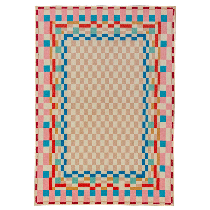 Tapis en laine CHECKERED BORDER